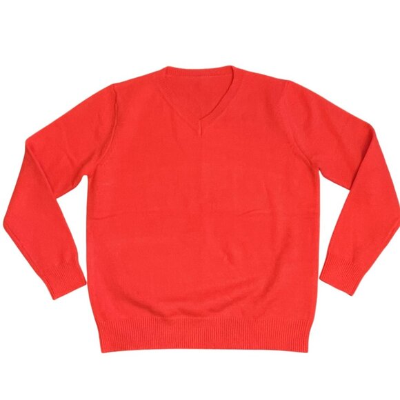 Sweater Mens XL Red V Neck Rib Knit Pullover Long Sleeve Classic Warm - Picture 1 of 5